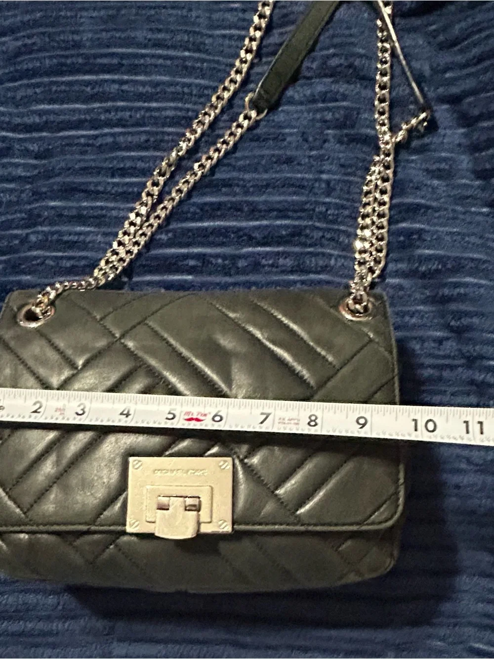 Michael Kors Black Quilted Shoulder Bag with Silver Chain